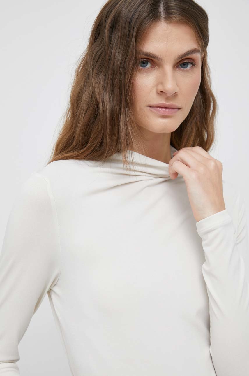 

Лонгслив Vero Moda женский цвет бежевый с полугольфом