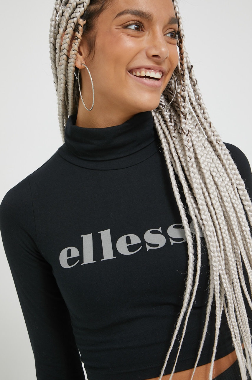 Ellesse Longsleeve Femei, Culoarea Negru, Cu Guler