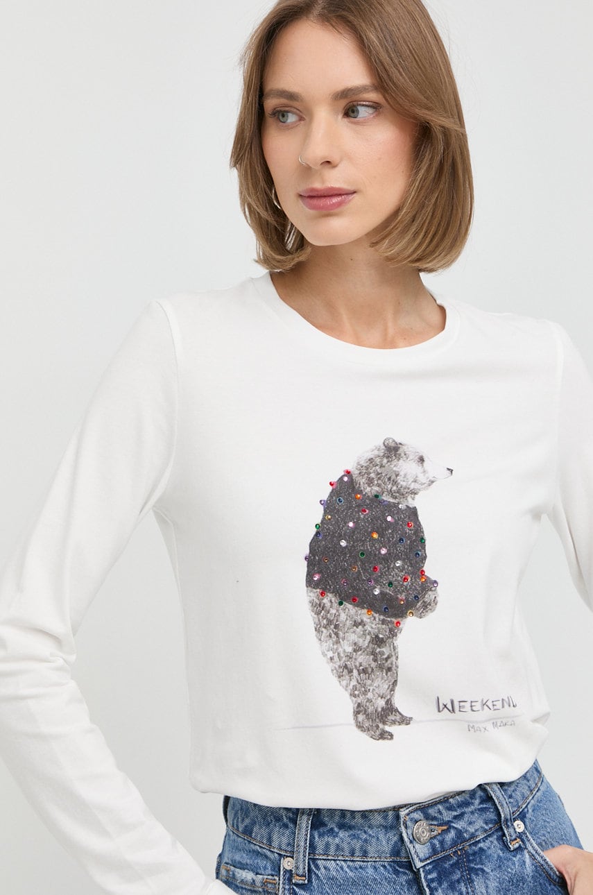 Weekend max mara longsleeve femei, culoarea alb
