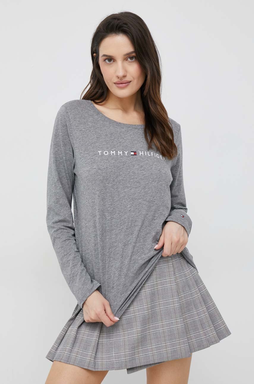

Хлопковый лонгслив Tommy Hilfiger цвет серый
