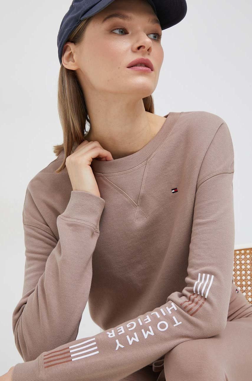 

Суичър Tommy Hilfiger в бежово с принт, Бежов