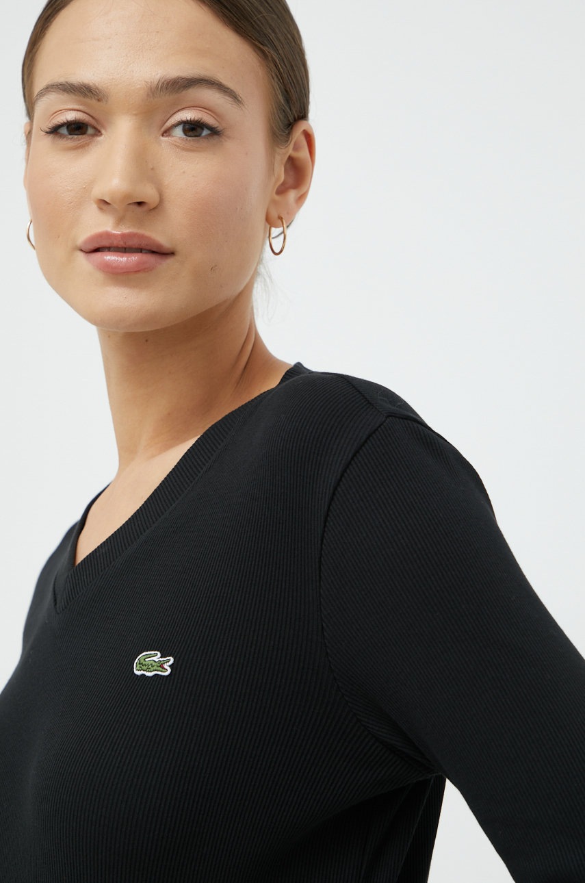 

Бавовняний лонгслів Lacoste колір чорний