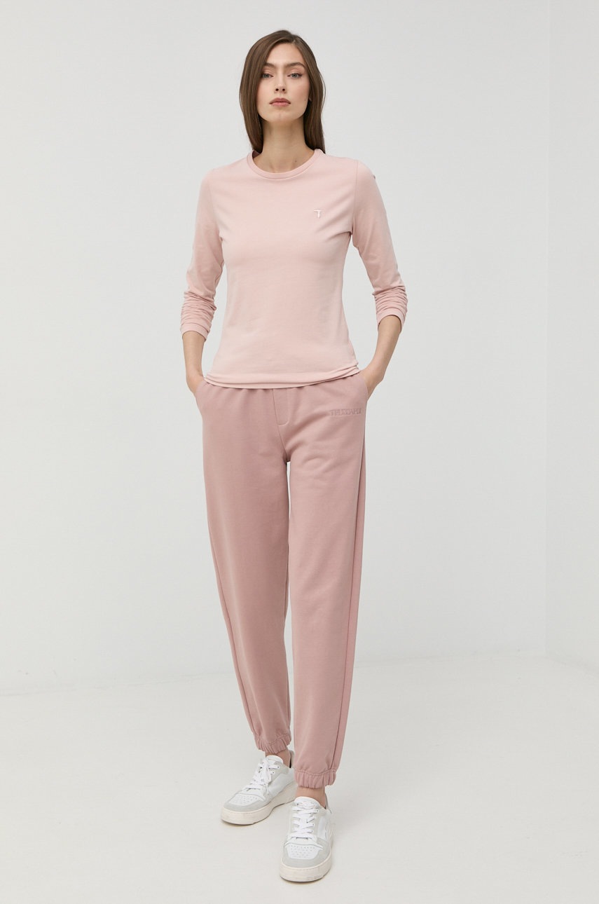 

Лонгслив Trussardi женский цвет розовый