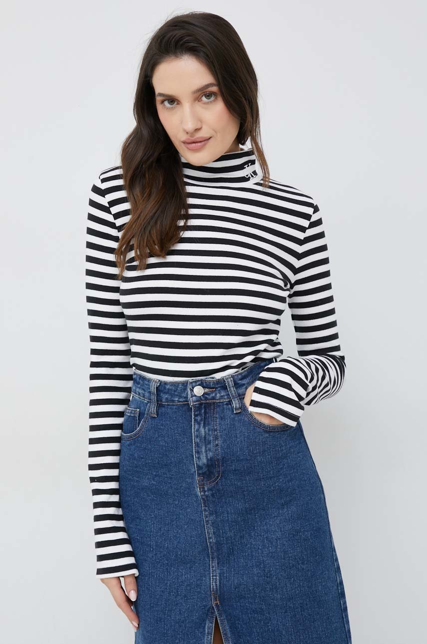 

Блуза с дълги ръкави Calvin Klein Jeans с ниско поло, Многоцветен