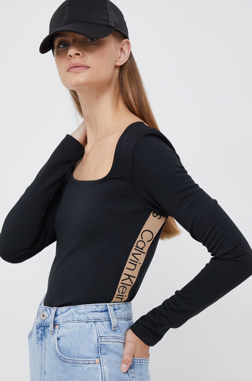 

Боди Calvin Klein Jeans дамско в черно, Черен
