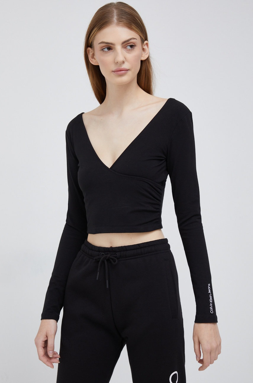 

Блуза с дълги ръкави Calvin Klein Jeans в черно, Черен