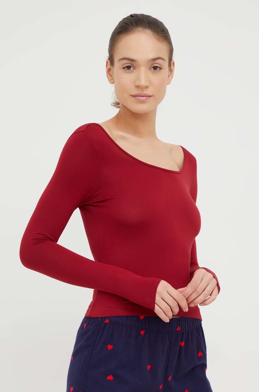 

Домашна блуза с дълги ръкави Calvin Klein Underwear в червено, Бордо