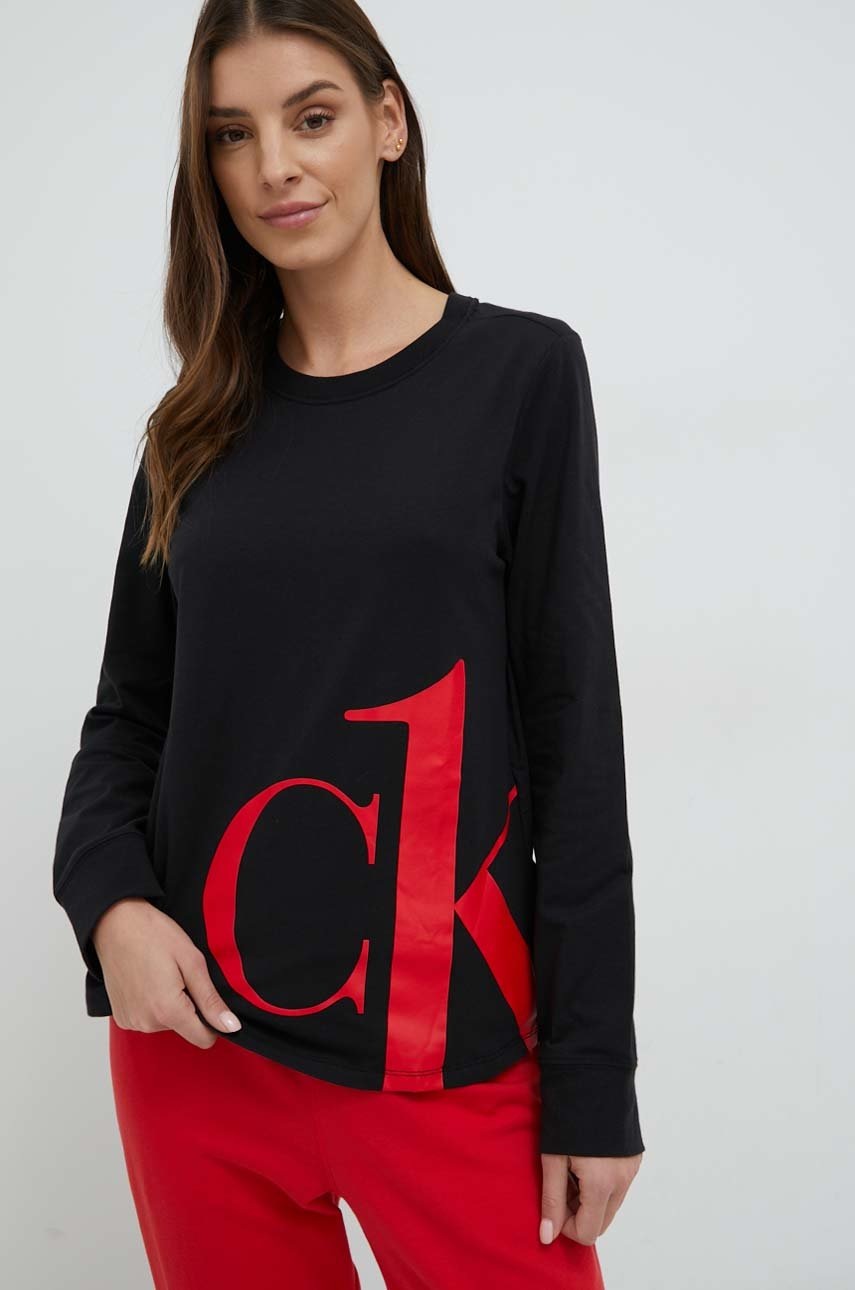 

Горнище на пижама с дълги ръкави Calvin Klein Underwear в черно, Черен