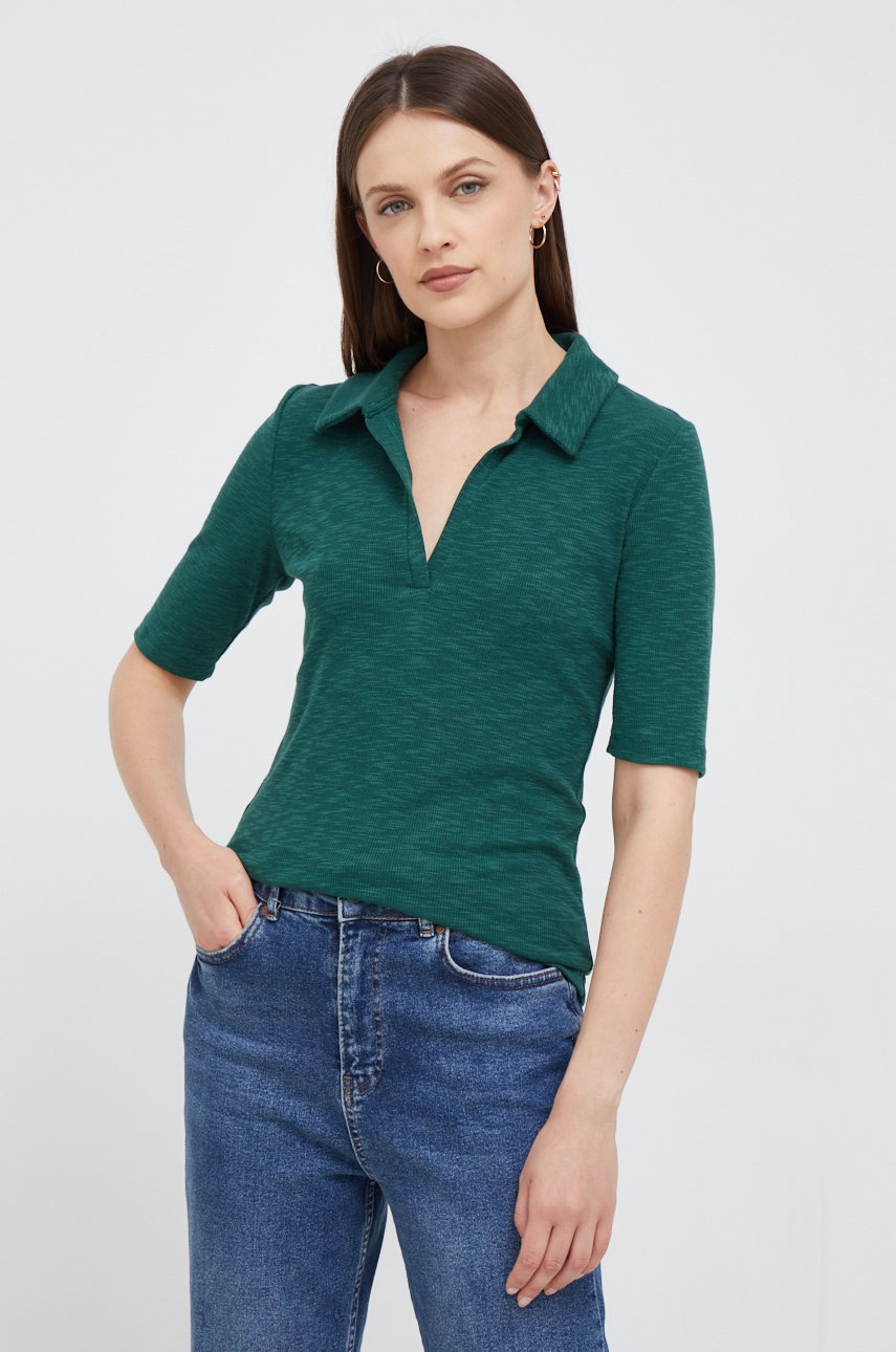 

Тениска с яка GAP в зелено с яка тип peter pan, Зелен