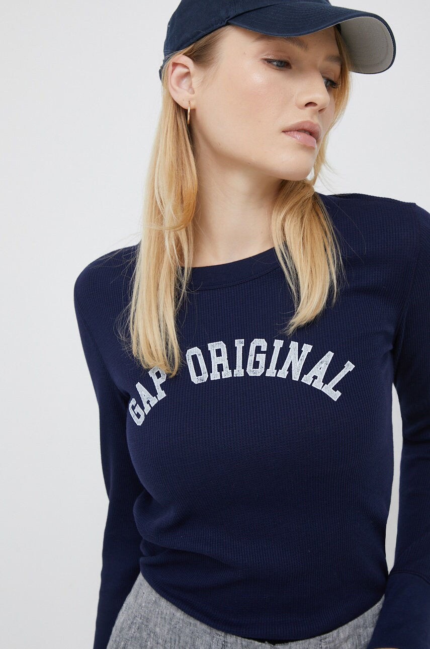 Gap longsleeve femei, culoarea albastru marin