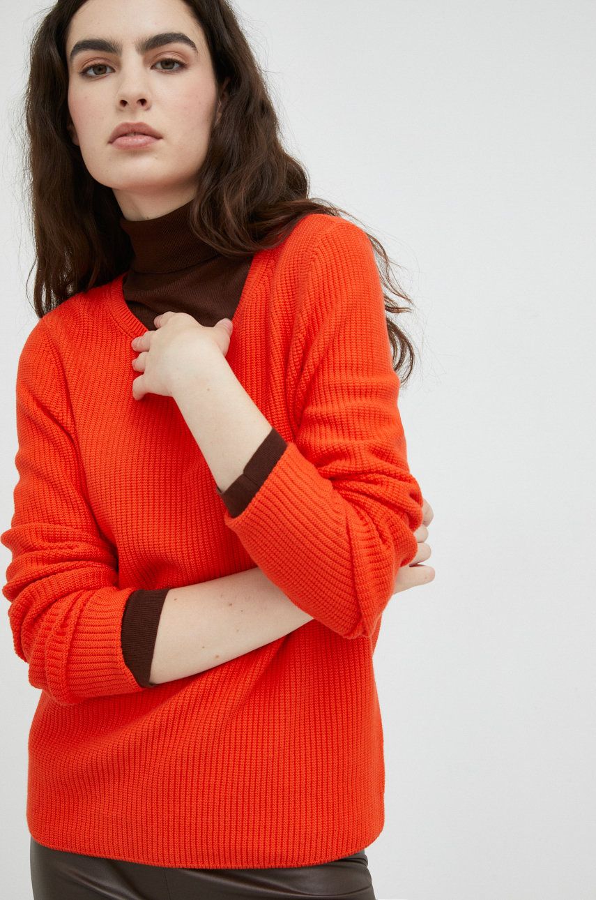 Marc O’Polo pulover de bumbac femei, culoarea portocaliu, light answear.ro