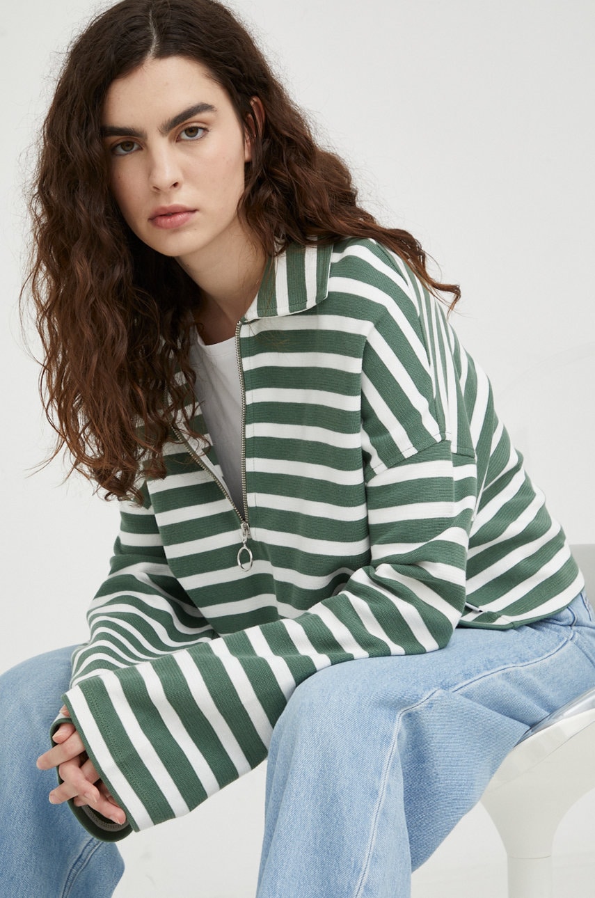 Marc o'polo hanorac de bumbac denim femei, culoarea verde, modelator