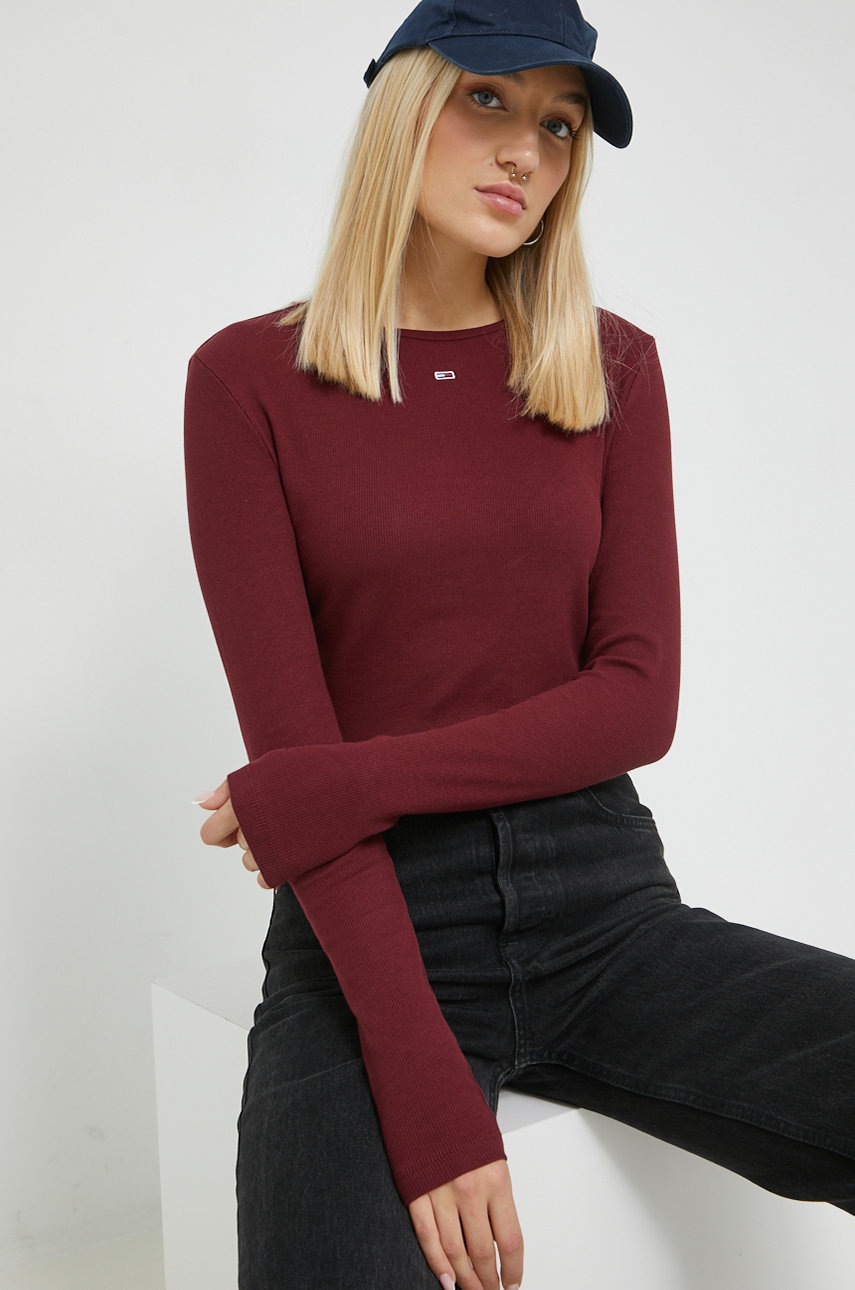 

Блуза с дълги ръкави Tommy Jeans в бордо