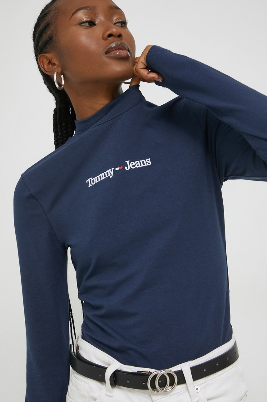 

Боди Tommy Jeans женские цвет синий с полугольфом