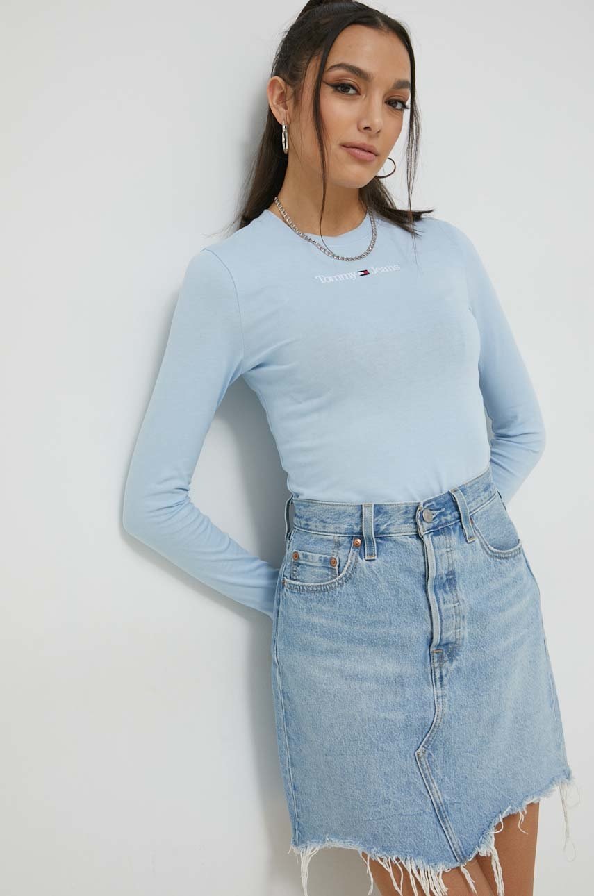 

Памучна блуза с дълги ръкави Tommy Jeans, Син
