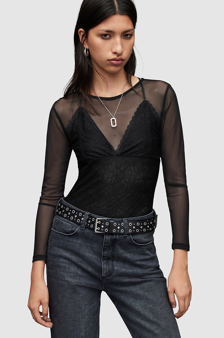 

Боди AllSaints дамско в черно, Черен