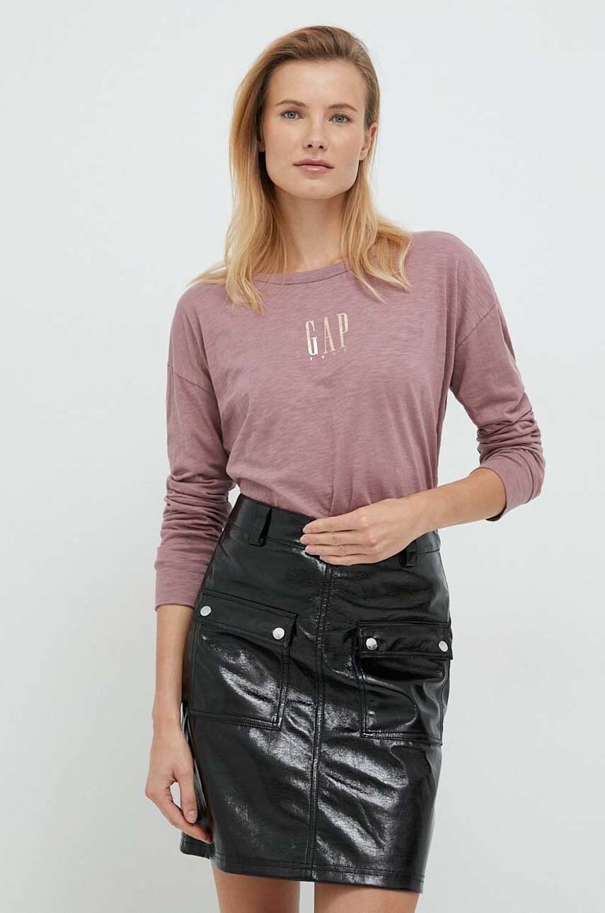 Gap longsleeve din bumbac culoarea roz