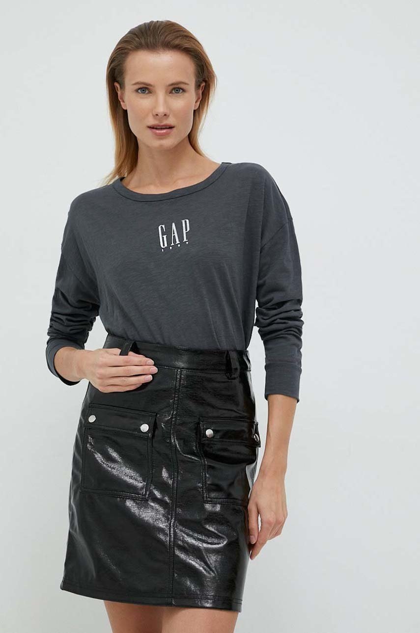 

Памучна блуза с дълги ръкави GAP в сиво, Сив
