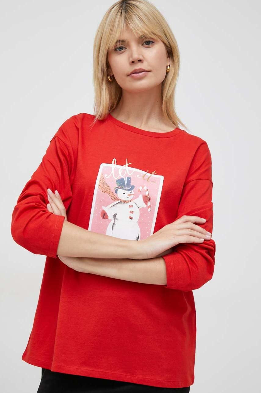 

бавовняний лонгслів United Colors of Benetton колір червоний