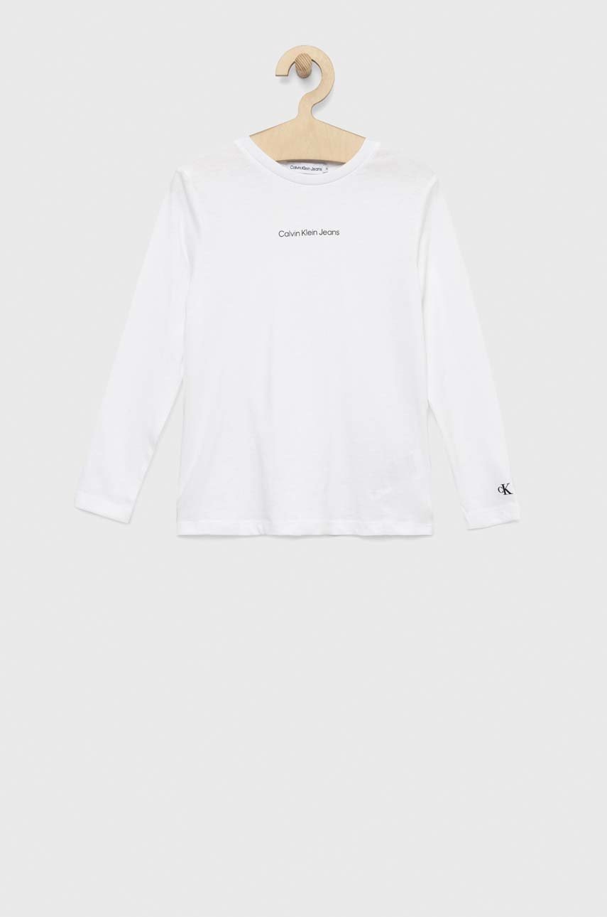 

Детска блуза с дълги ръкави Calvin Klein Jeans в бяло, Бял