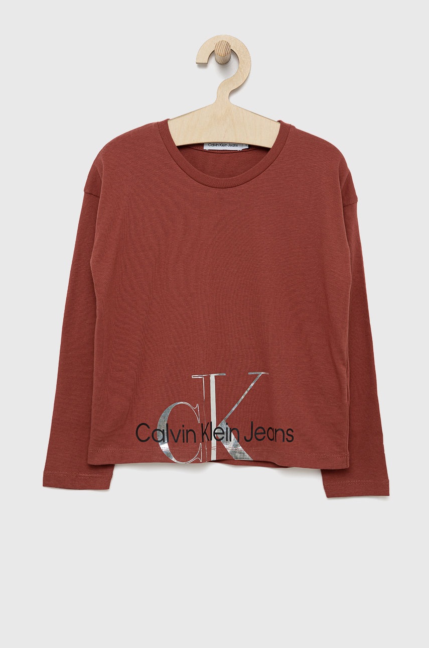 

Детска блуза с дълги ръкави Calvin Klein Jeans в оранжево, Оранжев