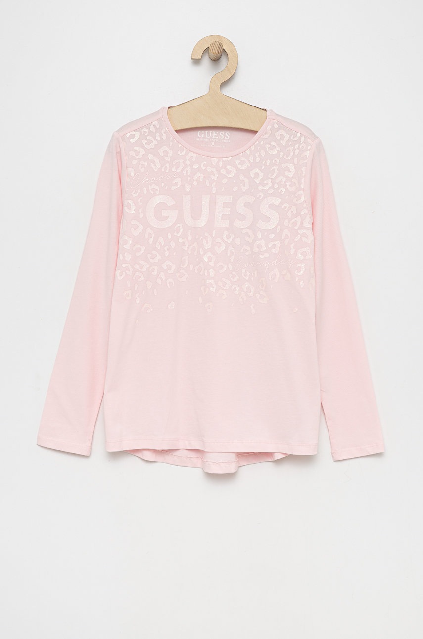 

Дитячий лонгслів Guess колір рожевий