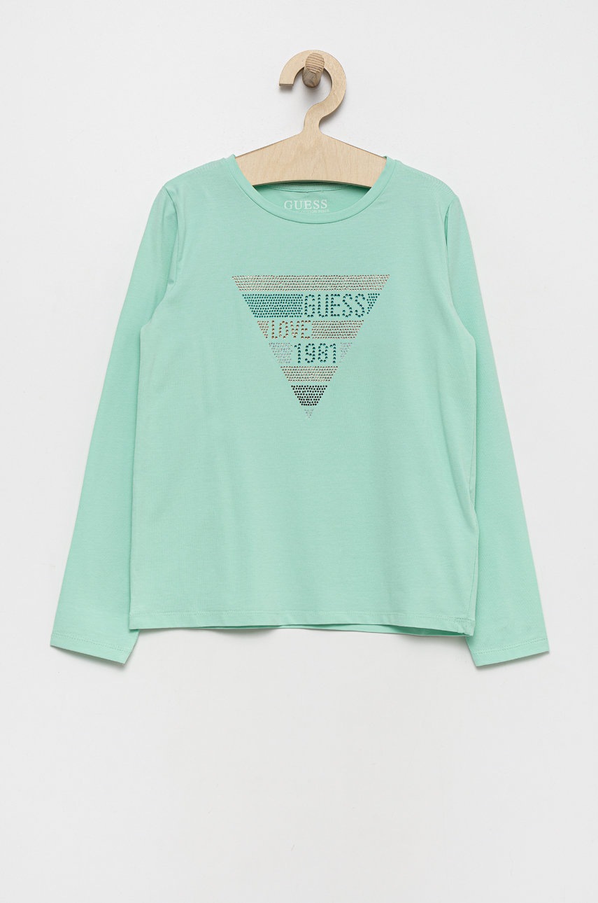 

Детский лонгслив Guess цвет бирюзовый