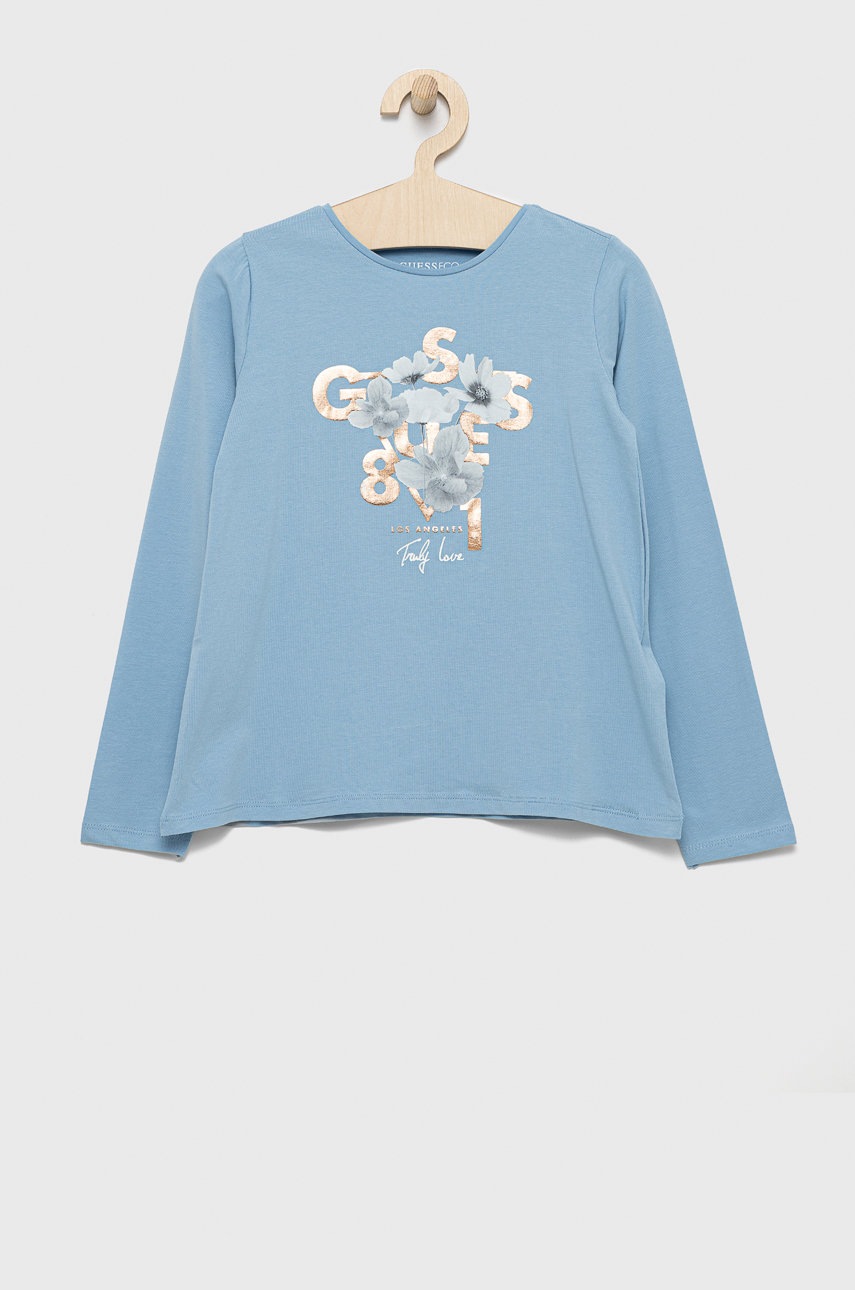 

Детска блуза с дълги ръкави Guess, Син