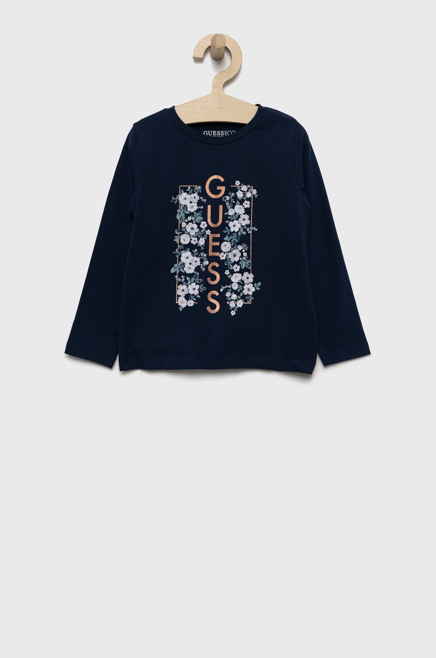

Детска блуза с дълги ръкави Guess в тъмносиньо, Тъмносин