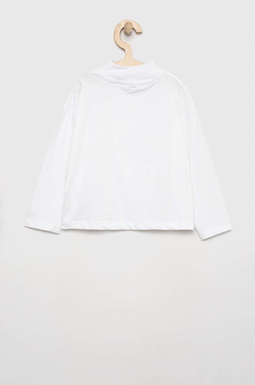 Хлопковый детский лонгслив Calvin Klein Jeans цвет белый с полугольфом