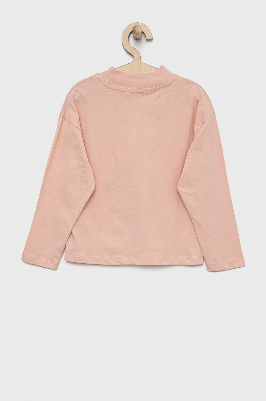 Хлопковый детский лонгслив Calvin Klein Jeans цвет розовый с полугольфом