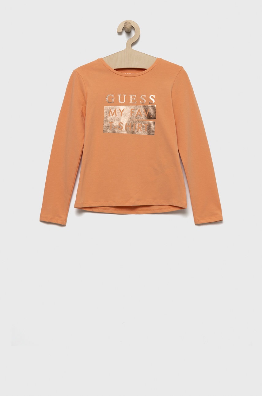 

Дитячий лонгслів Guess колір помаранчевий