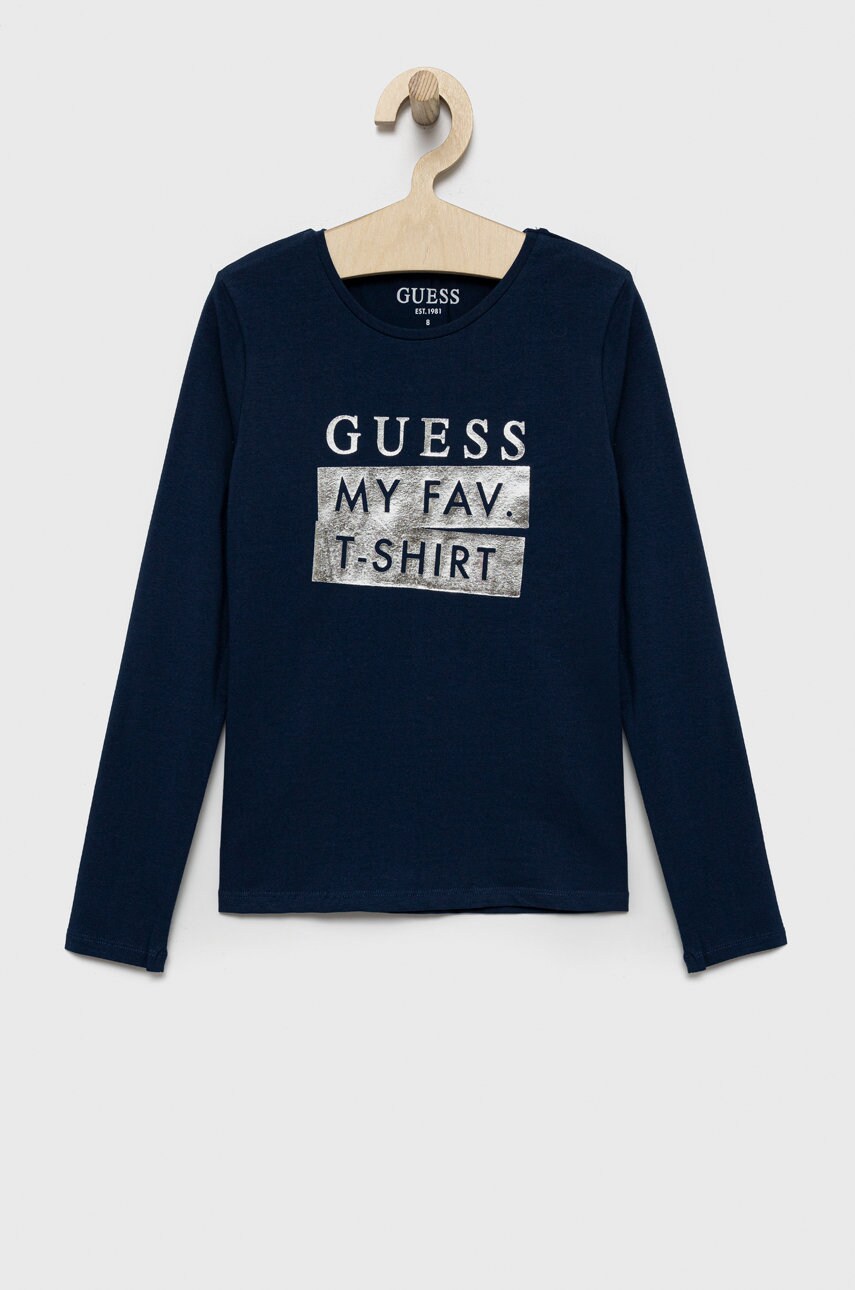 

Детска блуза с дълги ръкави Guess в тъмносиньо, Тъмносин