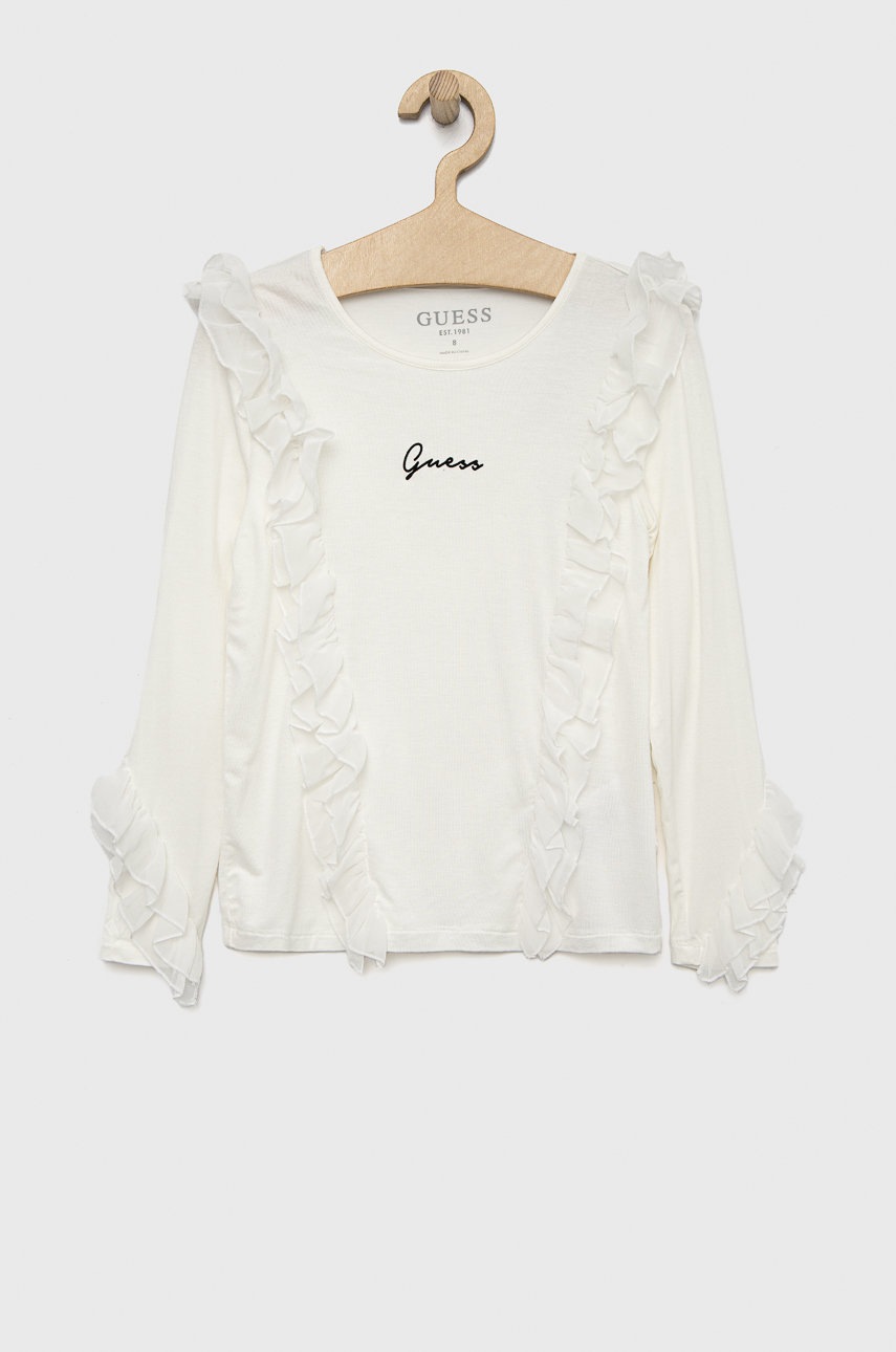 

Дитячий лонгслів Guess колір білий