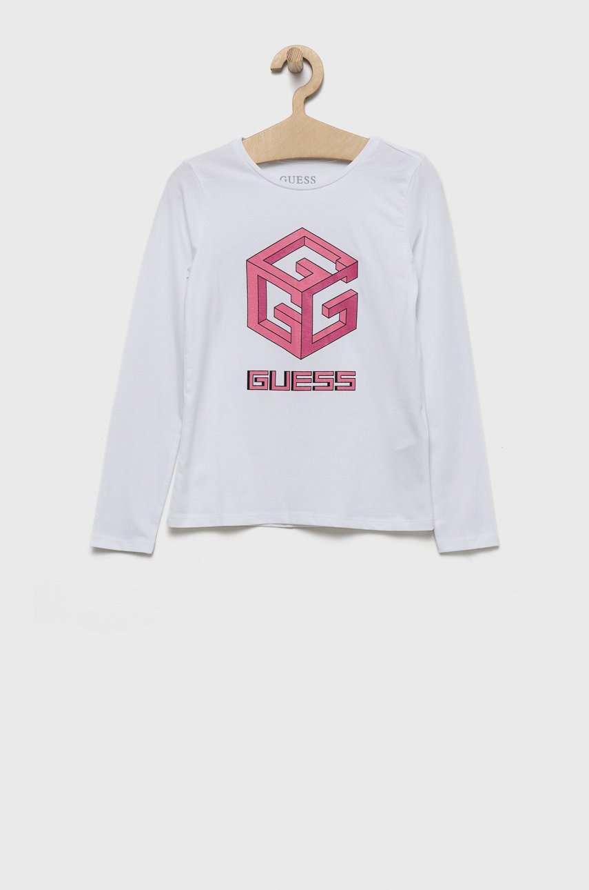 

Детска блуза с дълги ръкави Guess в бяло, Бял