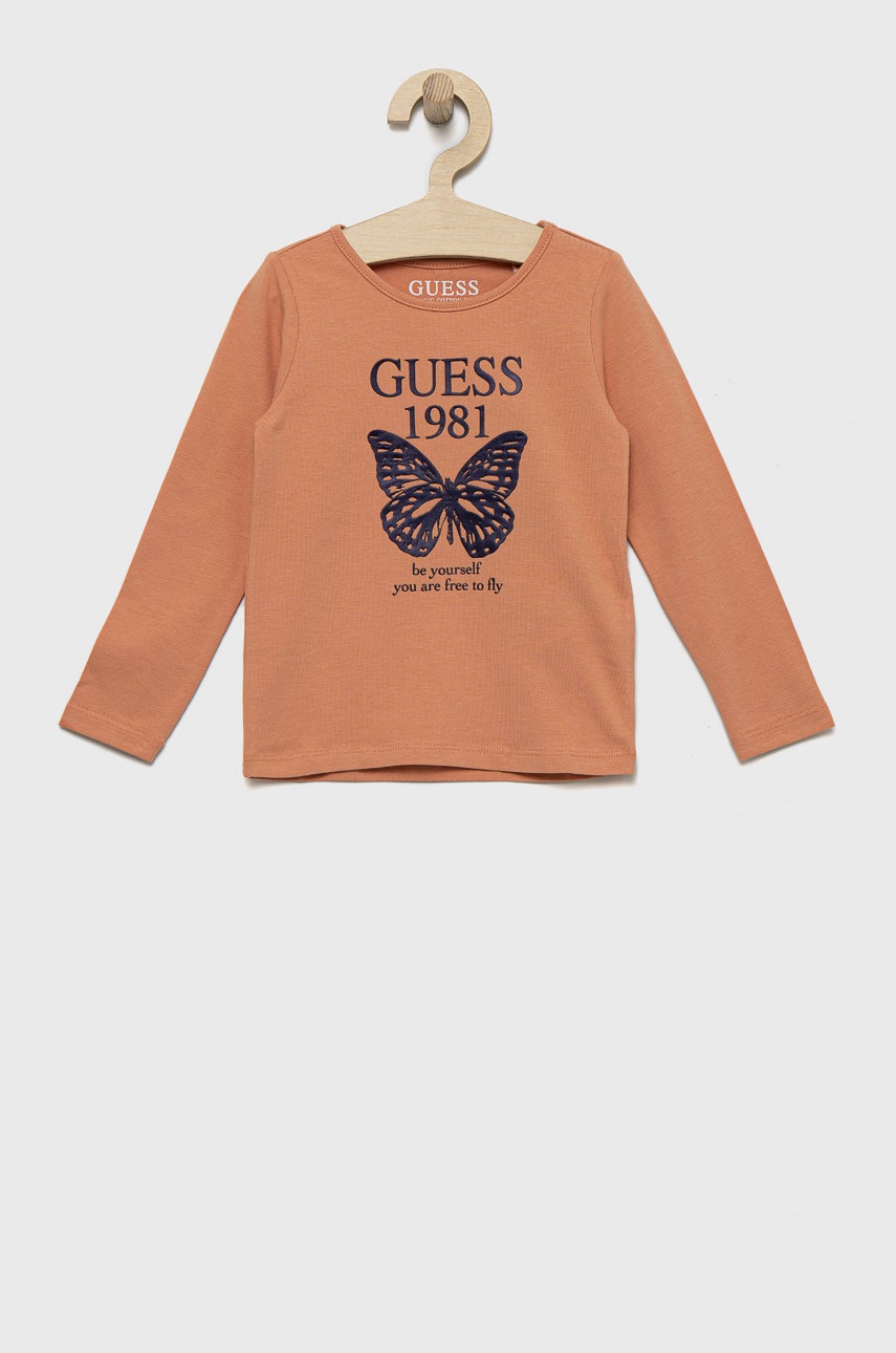 

Детска блуза с дълги ръкави Guess в оранжево, Оранжев