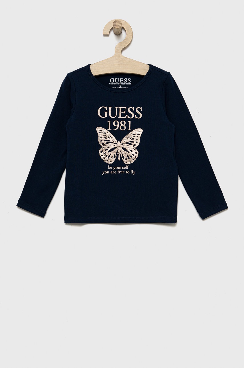 

Детска блуза с дълги ръкави Guess в тъмносиньо, Тъмносин