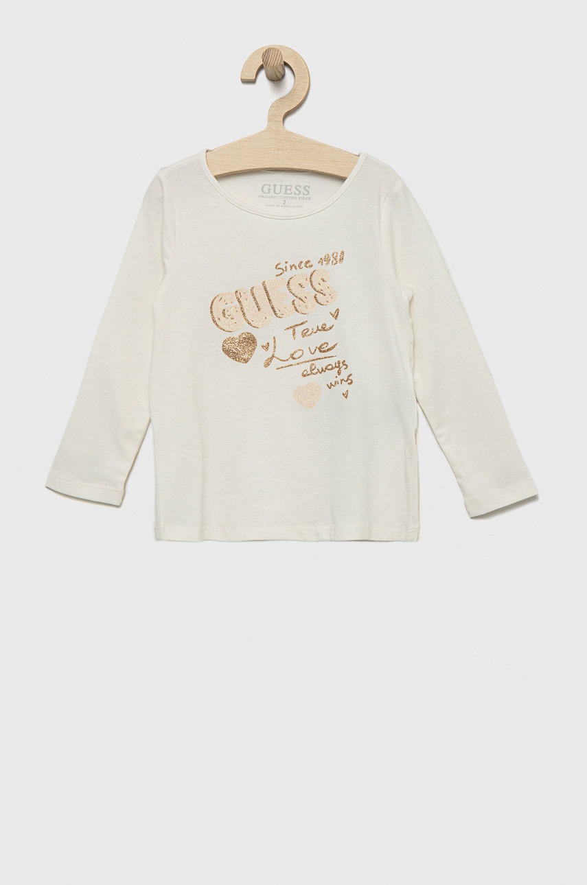 

Детска блуза с дълги ръкави Guess в бежово, Бежов