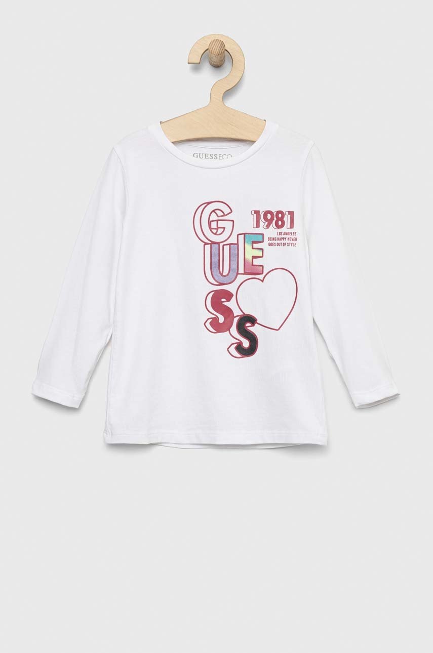

Дитячий лонгслів Guess колір білий