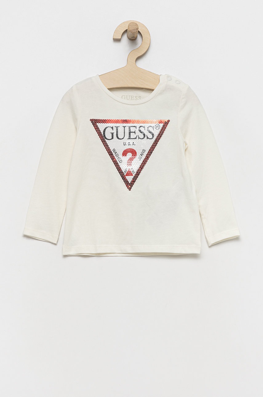 

Детска блуза с дълги ръкави Guess в бяло, Бял