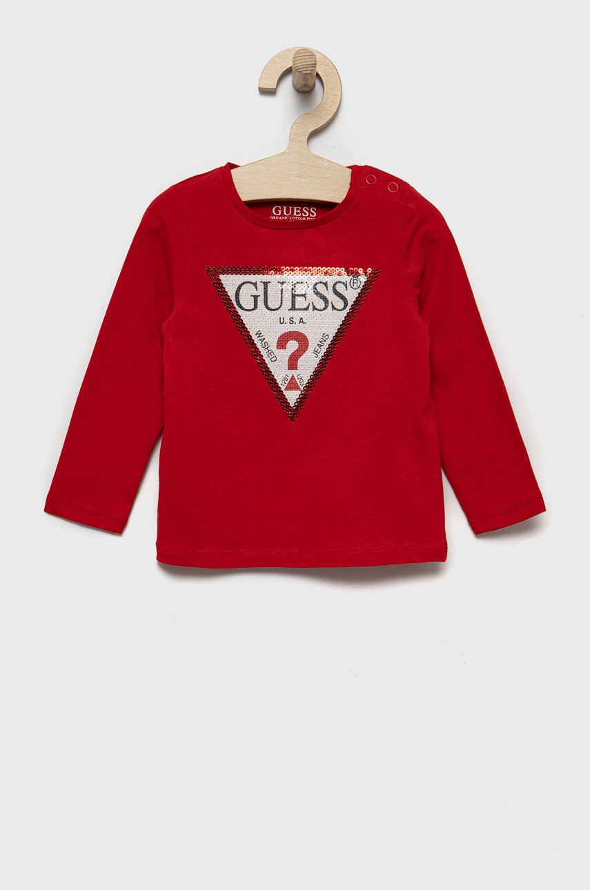 

Детска блуза с дълги ръкави Guess в червено, Червен