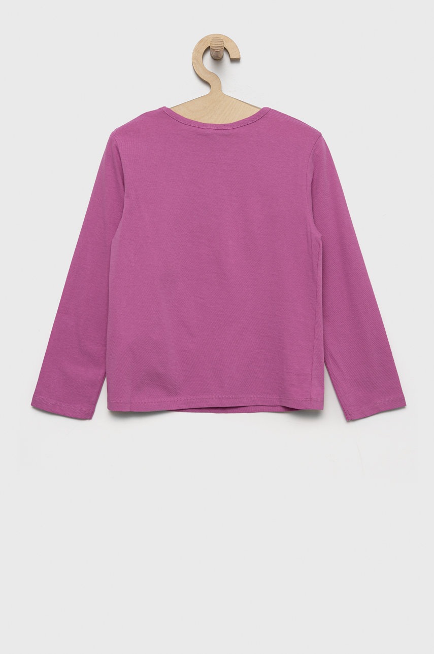

Хлопковый детский лонгслив United Colors of Benetton цвет фиолетовый