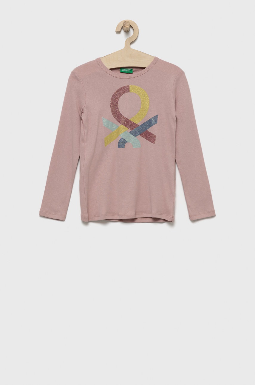 

Детска блуза с дълги ръкави United Colors of Benetton в розово, Розов