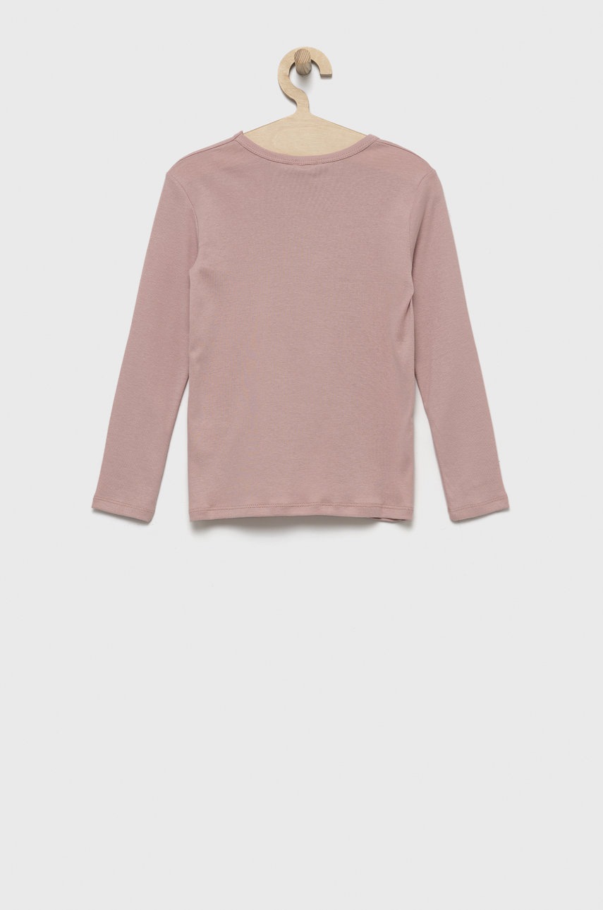 

Хлопковый детский лонгслив United Colors of Benetton цвет розовый