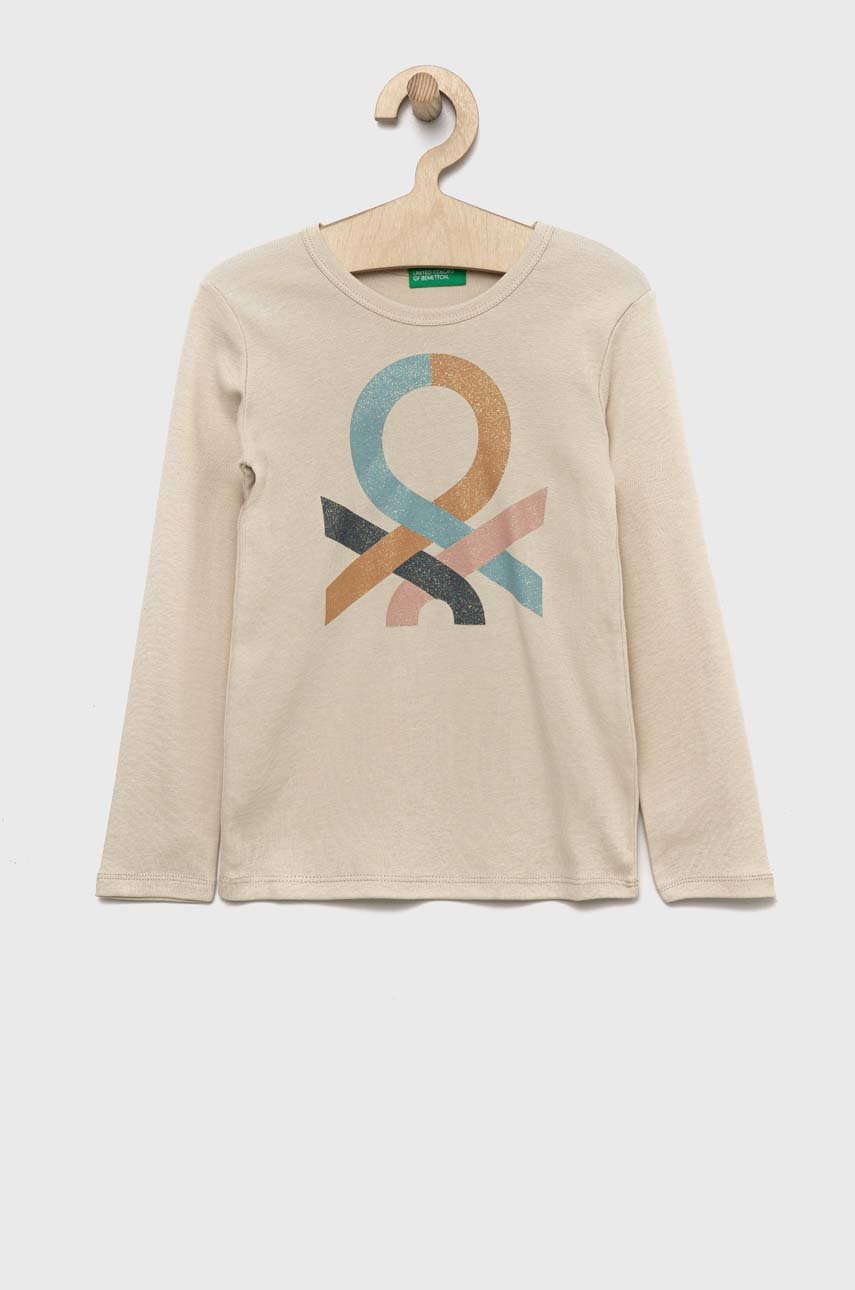 

Детска блуза с дълги ръкави United Colors of Benetton в бежово, Бежов