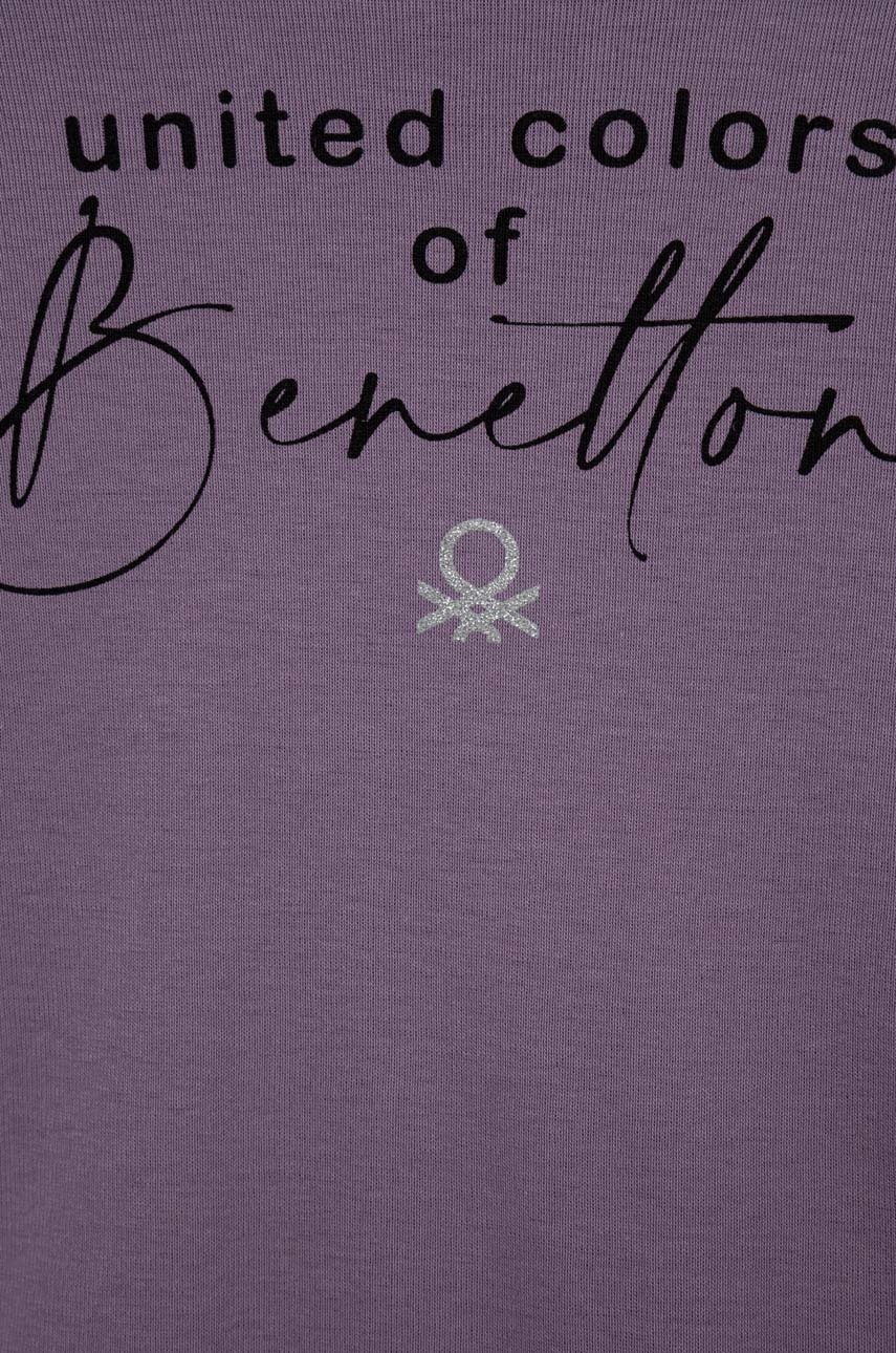 

Хлопковый детский лонгслив United Colors of Benetton цвет фиолетовый