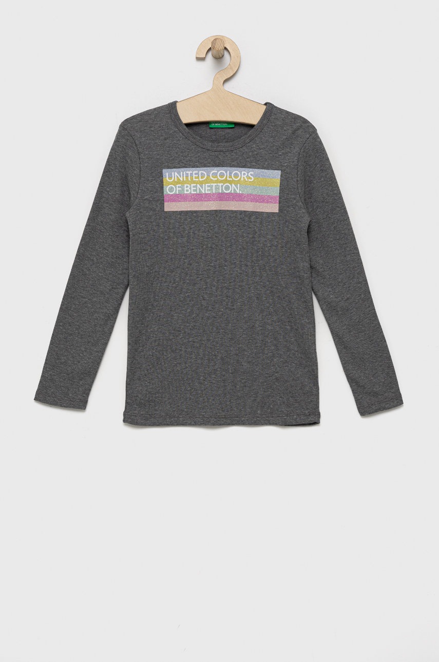 

Детска блуза с дълги ръкави United Colors of Benetton в сиво, Сив