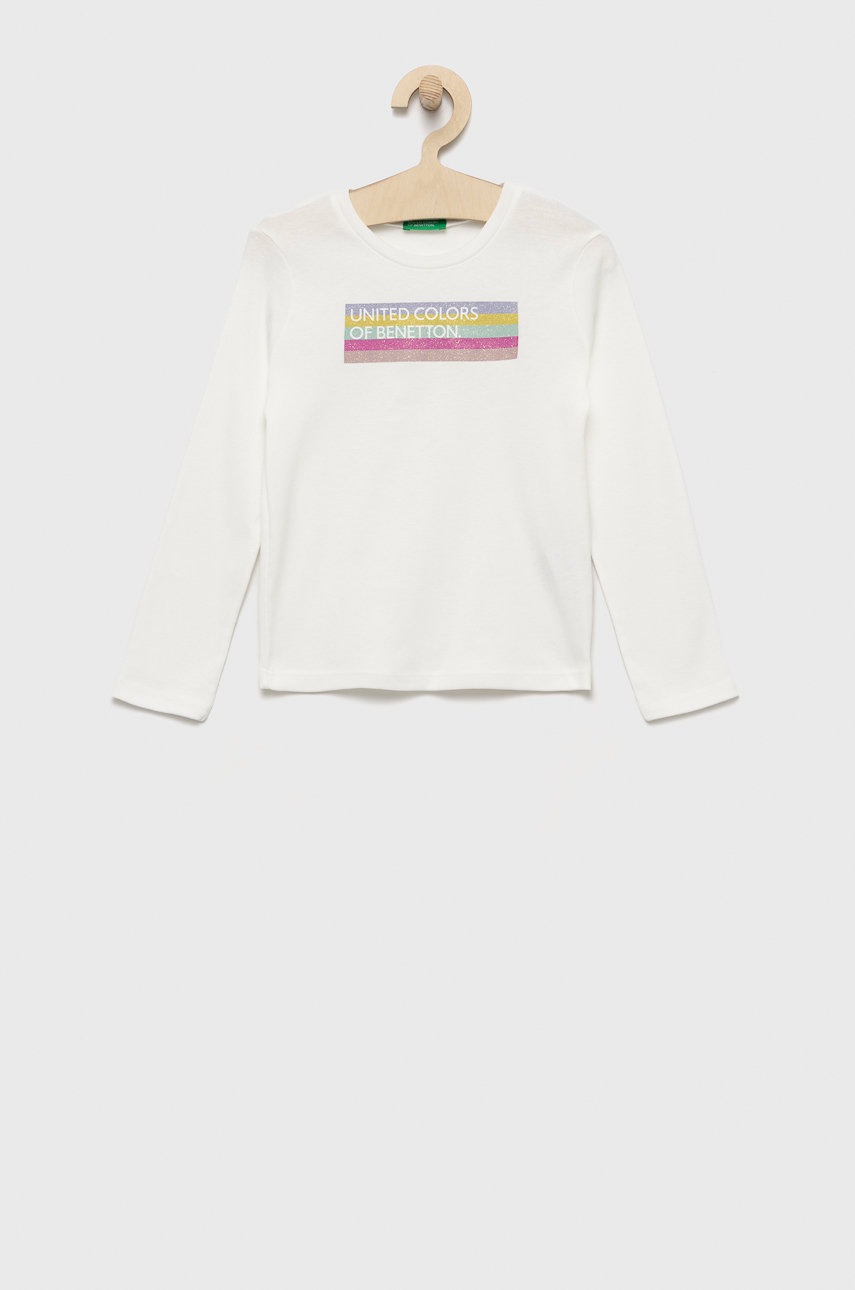 

Детска блуза с дълги ръкави United Colors of Benetton в бяло, Бял