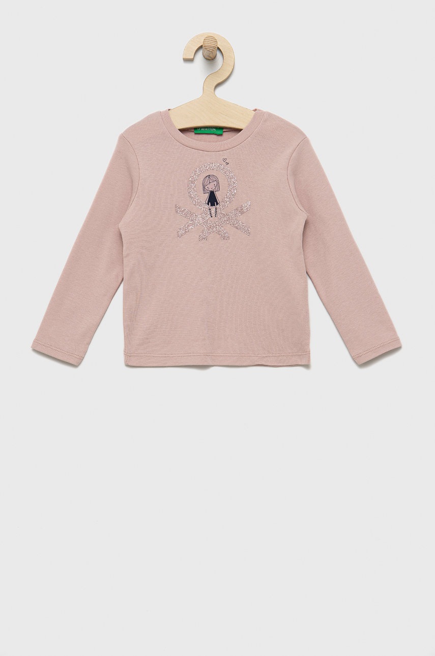 

Детска блуза с дълги ръкави United Colors of Benetton в розово, Розов
