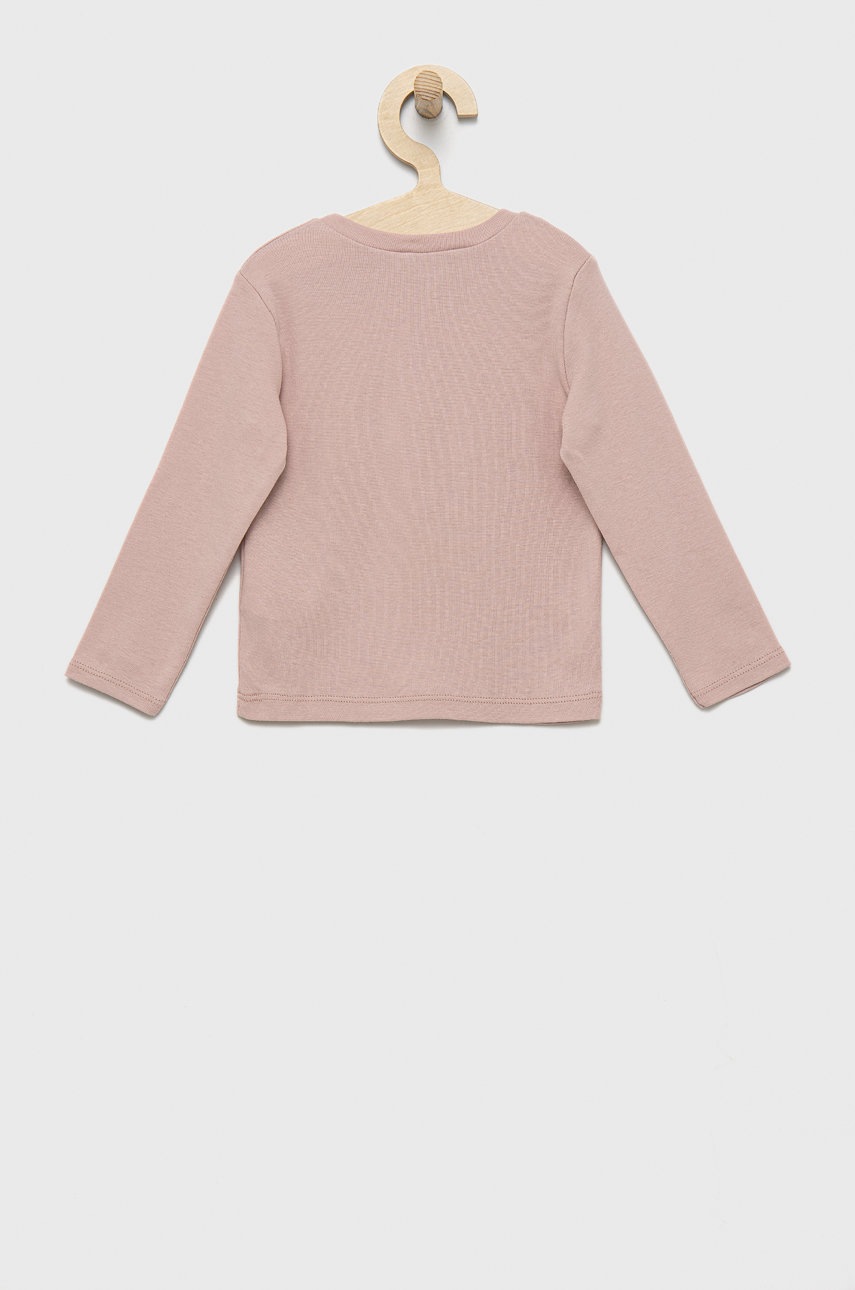 

Хлопковый детский лонгслив United Colors of Benetton цвет розовый